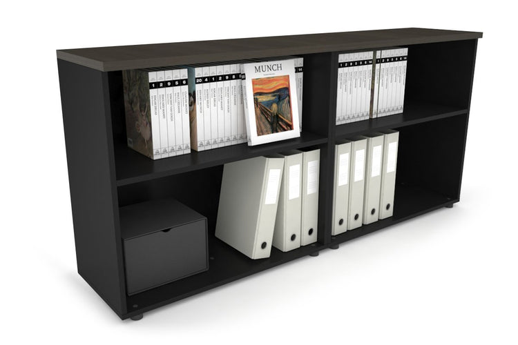Uniform Small Open Bookcase [1600W x 750H X 350D] Jasonl Black dark oak 