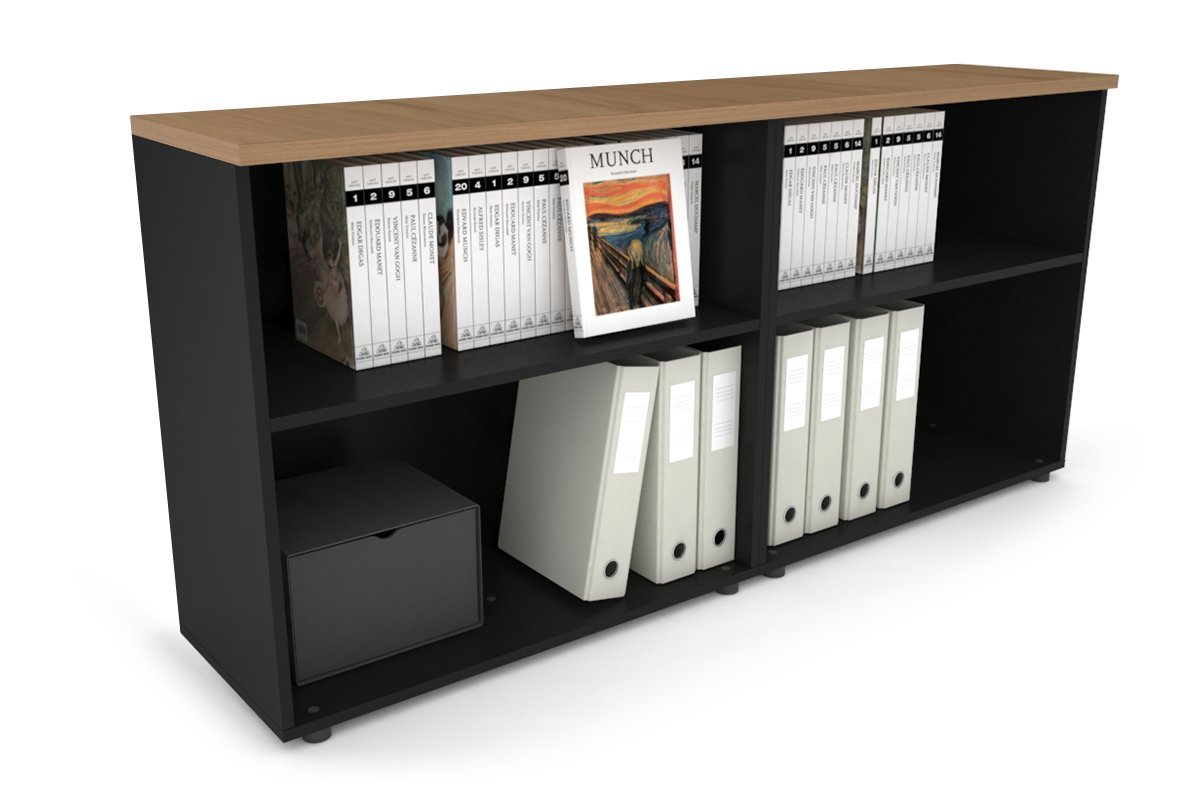 Uniform Small Open Bookcase [1600W x 750H X 350D] Jasonl Black salvage oak 