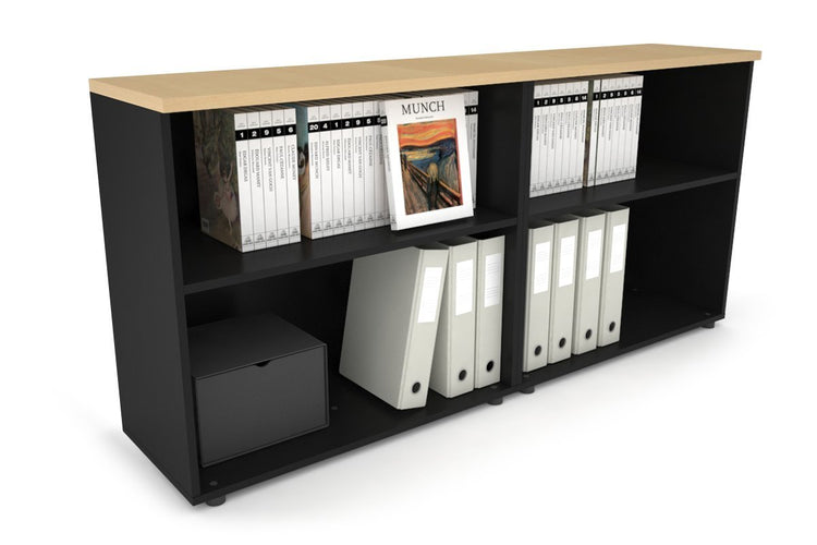 Uniform Small Open Bookcase [1600W x 750H X 350D] Jasonl Black maple 