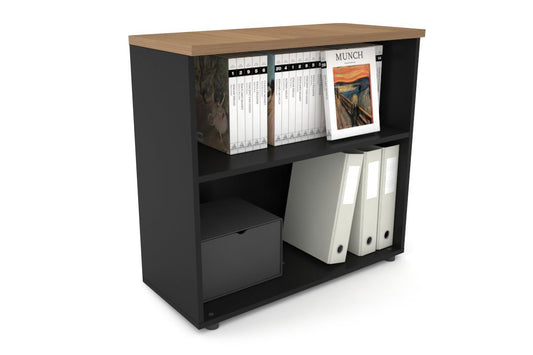 Uniform Small Open Bookcase [800W x 750H X 350D] Jasonl Black salvage oak 