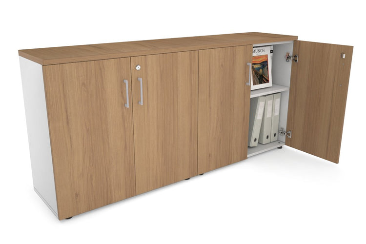 Uniform Small Storage Cupboard [1600W x 750H x 350D] Jasonl White salvage oak silver handle