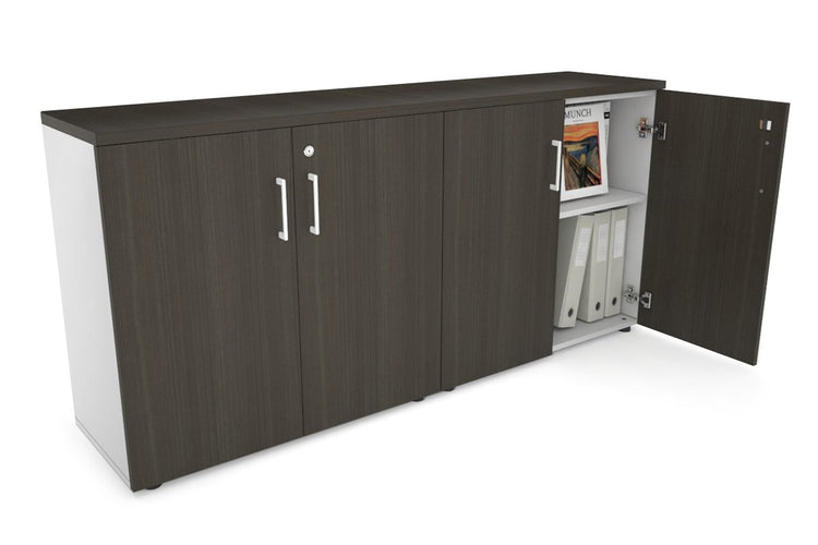 Uniform Small Storage Cupboard [1600W x 750H x 350D] Jasonl White dark oak white handle