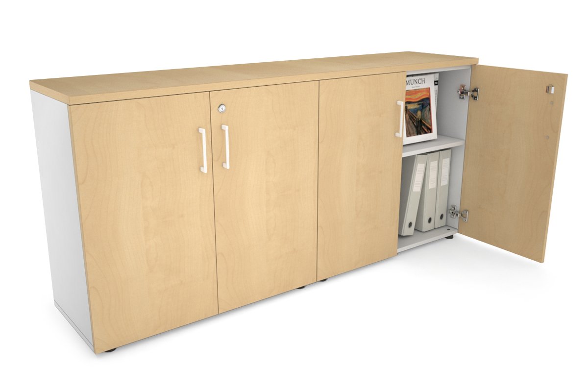 Uniform Small Storage Cupboard [1600W x 750H x 350D] Jasonl White maple white handle