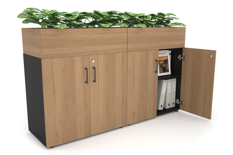 Uniform Small Storage + Planter Box [1600W x 975H x 428D] Jasonl Black salvage oak black handle