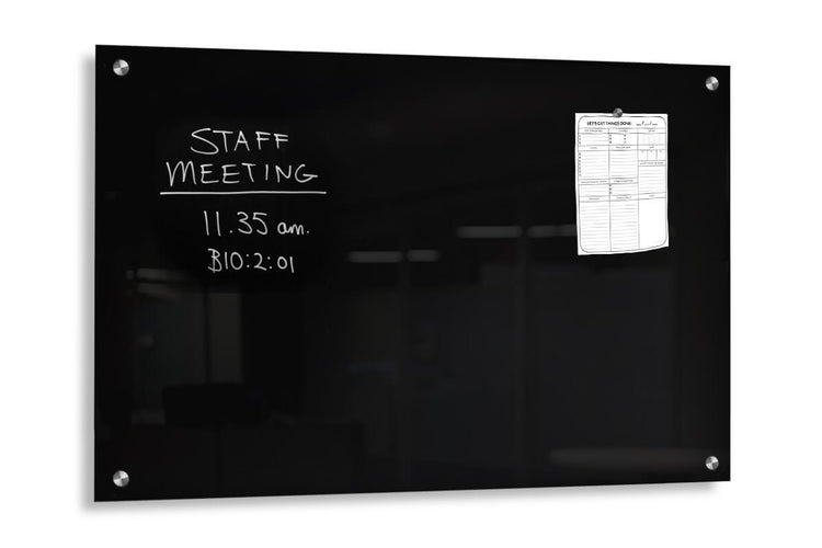 Vision Magnetic Glass Board Black Frameless Vision 1800 x 1200 