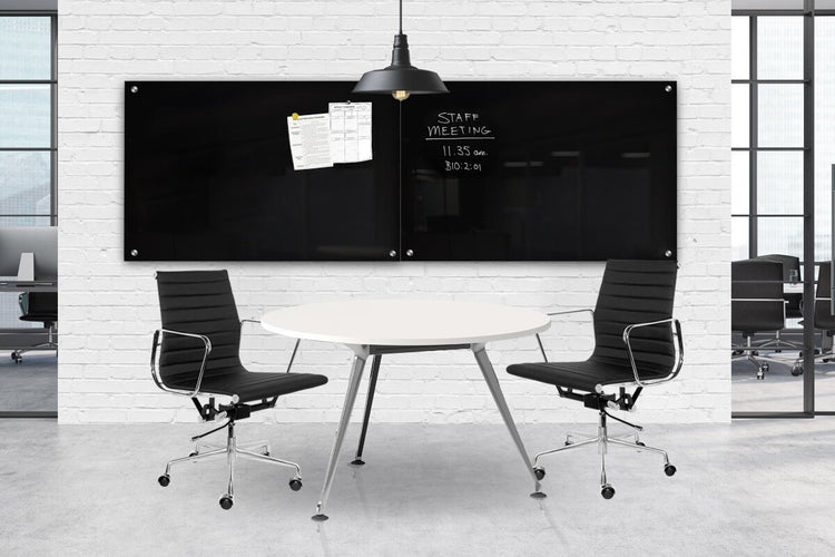 Vision Magnetic Glass Board Black Frameless Vision 