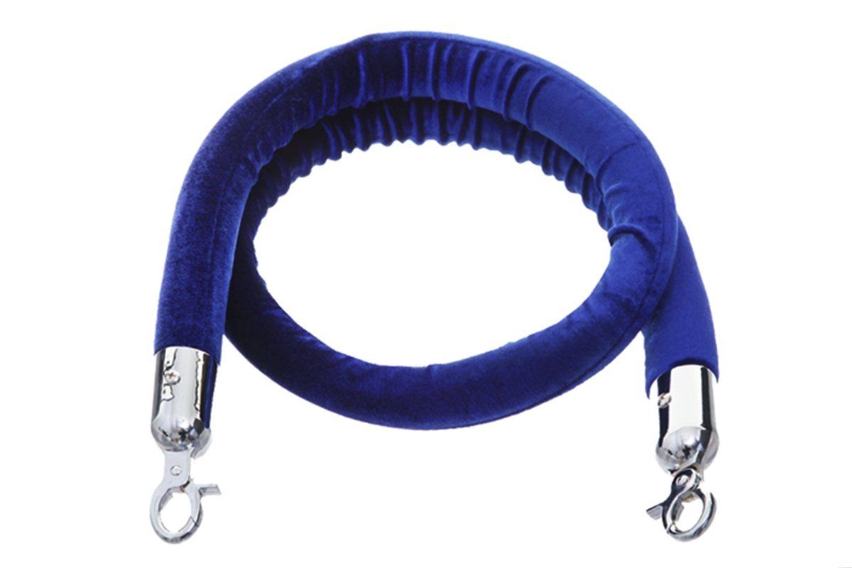 Vision Q Stand - Stainless Steel Rope Barrier and Bollard-blue braided silver hook Q sign