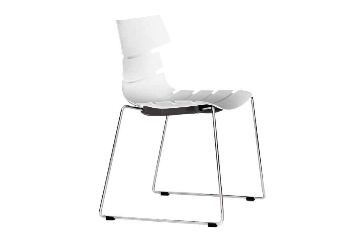 Wave Conference Chair - Sled Base Jasonl white shell