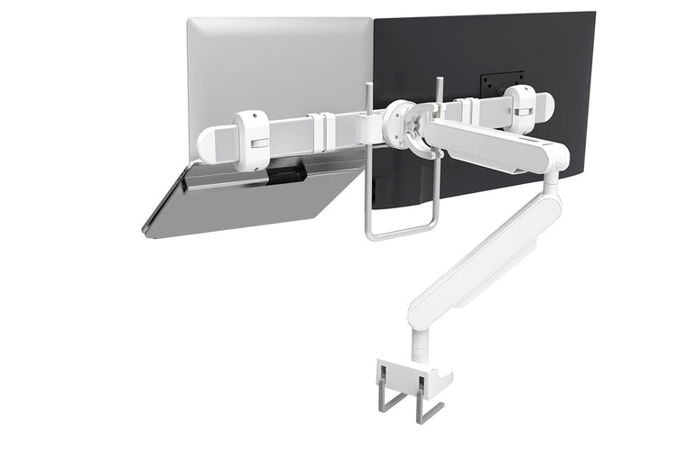 Zgo Dynamic Single Arm with Crossbar for Dual Monitor Arms Zgo white tray none