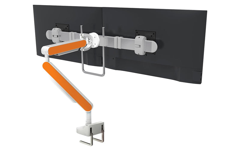 Zgo Dynamic Single Monitor Arm jasonl white arm silver crossbar orange