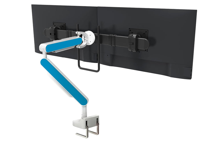 Zgo Dynamic Single Monitor Arm jasonl white arm black crossbar blue