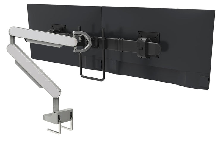 Zgo Dynamic Single Monitor Arm jasonl silver arm black crossbar white