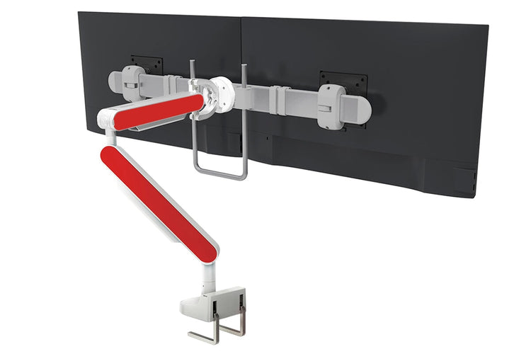 Zgo Dynamic Single Monitor Arm jasonl white arm silver crossbar red