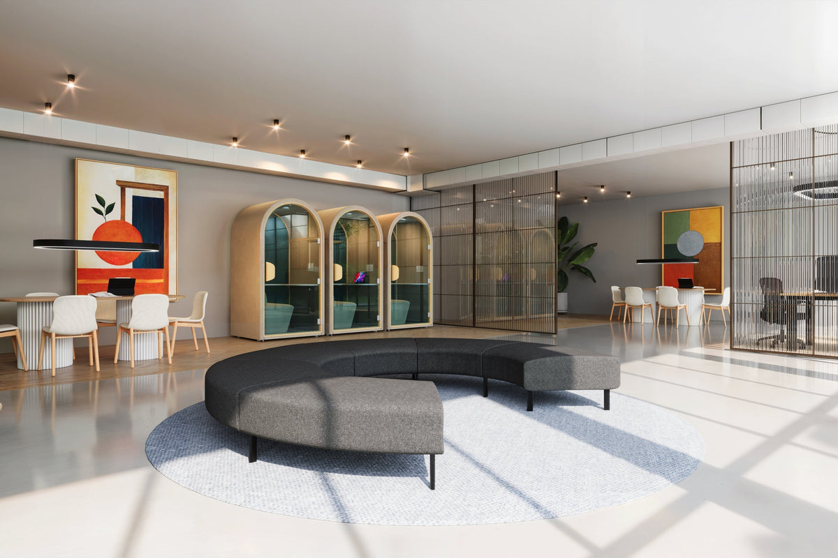 Private office setting with acoustic panels and finish samples