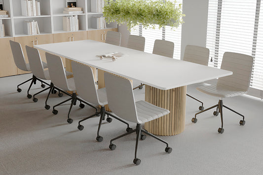 Baobab Circular Wood Base Boardroom Rectangle Table - Rounded Corners [3200L x 1100W with Rounded Corners]