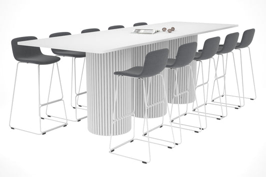 Baobab Circular Wood Base Counter Rectangle Table - Rounded Corners [3200L x 1100W with Rounded Corners]