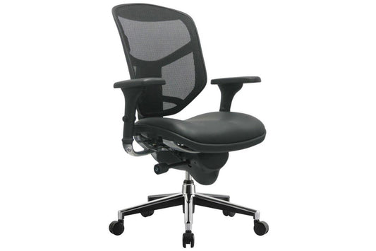 Smile and Enjoy Executive Office Chair Medium Back with Leather Seat