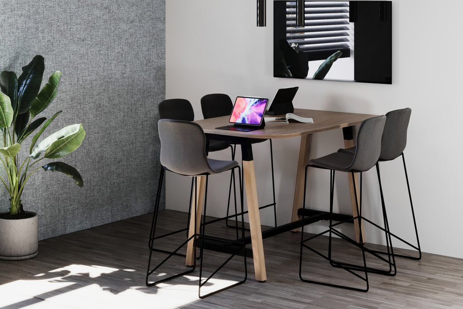 Environmental image of Quadro A Legs Half Counter Table Wood Legs - Large Rounded Corners [1500L x 1000W with Large Rounded Corners]