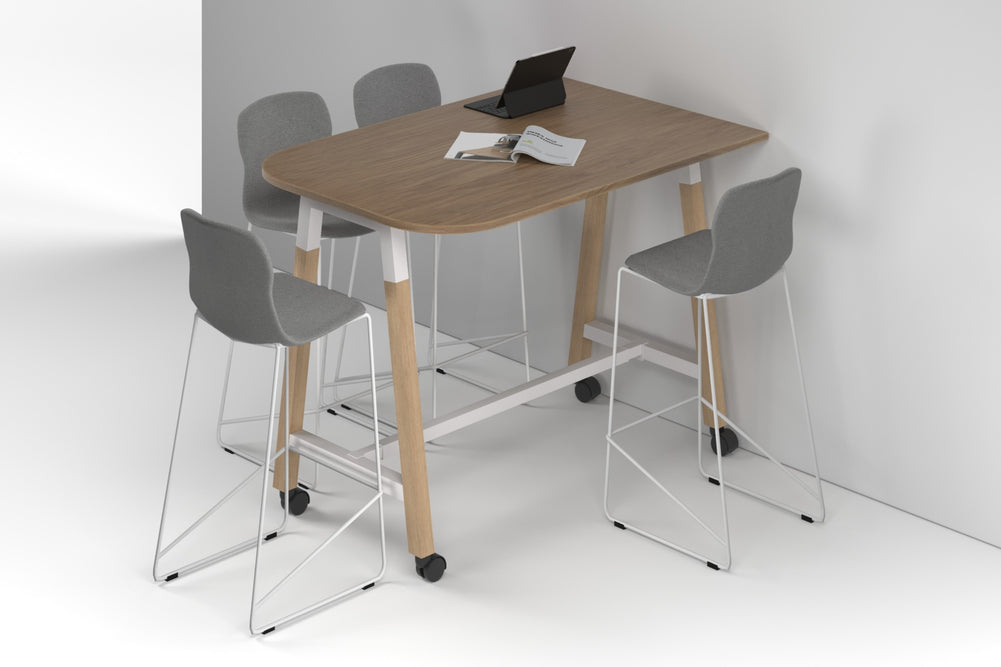 Quadro A Legs Half Counter Table Wood Legs - Large Rounded Corners [1500L x 1000W with Large Rounded Corners]-white leg salvage oak wheels