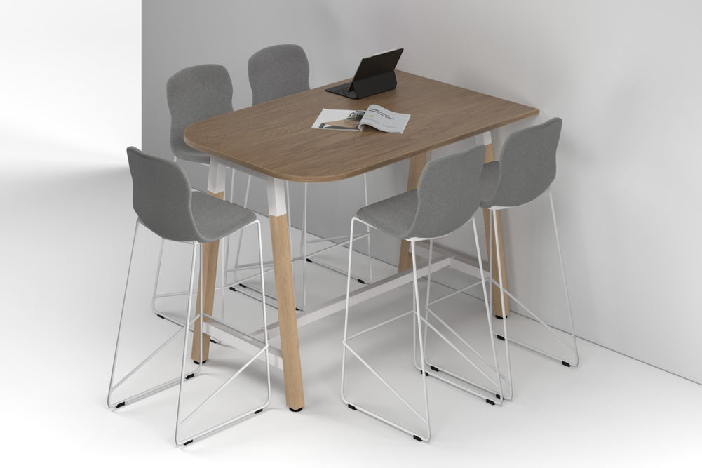 Quadro A Legs Half Counter Table Wood Legs - Large Rounded Corners [1500L x 1000W with Large Rounded Corners]-white leg salvage oak none