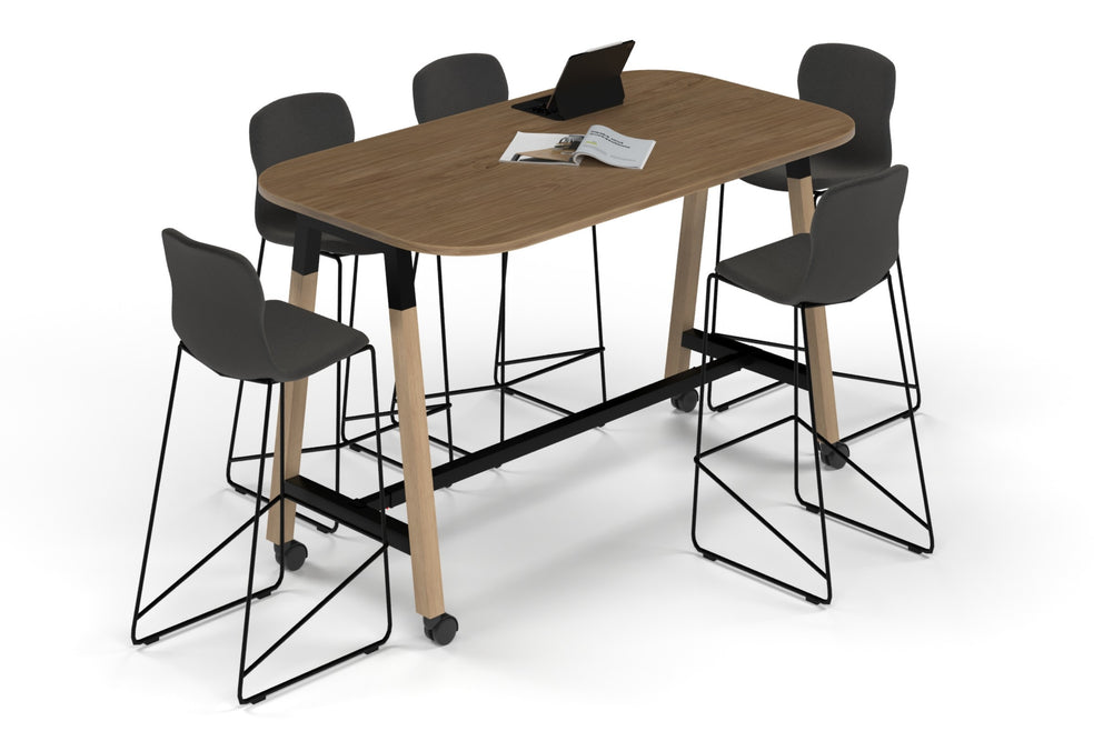 Quadro A Legs Counter Table Wood Legs - Large Rounded Corners [1800L x 1000W with Large Rounded Corners]-black leg salvage oak wheels