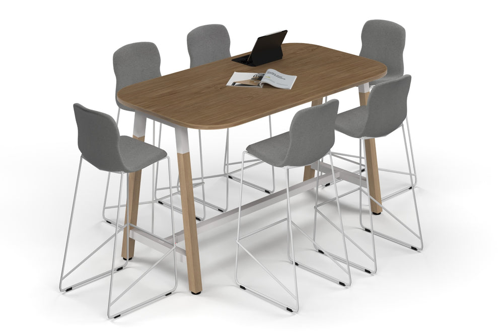 Quadro A Legs Counter Table Wood Legs - Large Rounded Corners [1800L x 1000W with Large Rounded Corners]-white leg salvage oak none