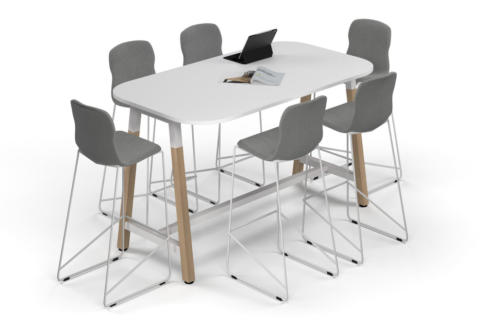 Quadro A Legs Counter Table Wood Legs - Large Rounded Corners [1800L x 1000W with Large Rounded Corners]-white leg white none