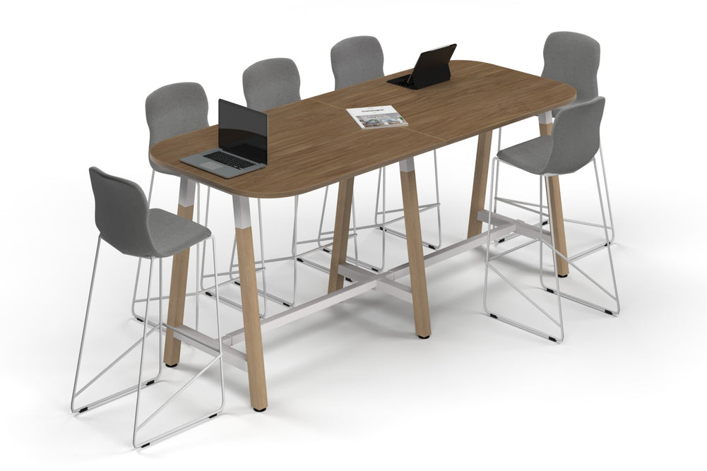 Quadro A Legs Counter Table Wood Legs - Large Rounded Corners [2400L x 1000W with Large Rounded Corners]-white leg salvage oak 