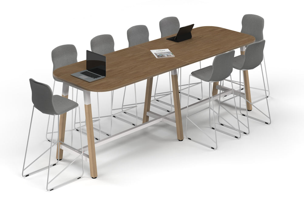 Quadro A Legs Counter Table Wood Legs - Large Rounded Corners [3000L x 1000W with Large Rounded Corners]-white leg salvage oak 