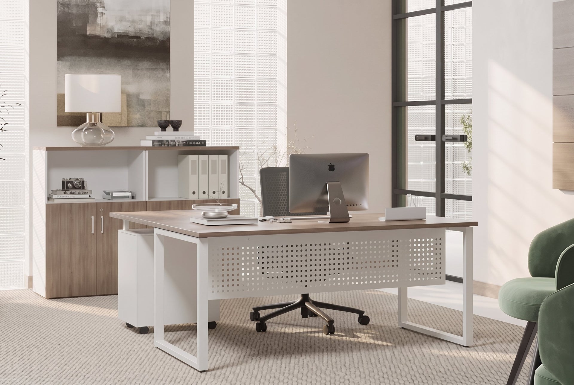 Quadro Loop Legs L-Shaped Corner Office Desk [1400L x 1450W]