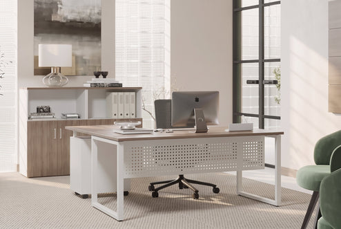 Quadro Loop Legs L-Shaped Corner Office Desk [1400L x 1450W]