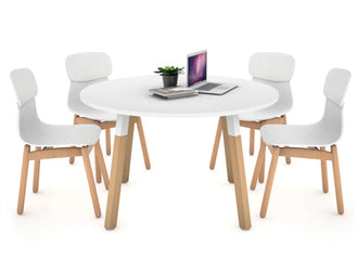 Quadro Wood Single Leg Round Table