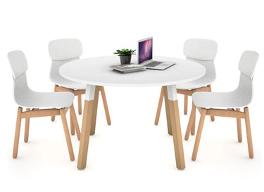 Quadro Wood Single Leg Round Table
