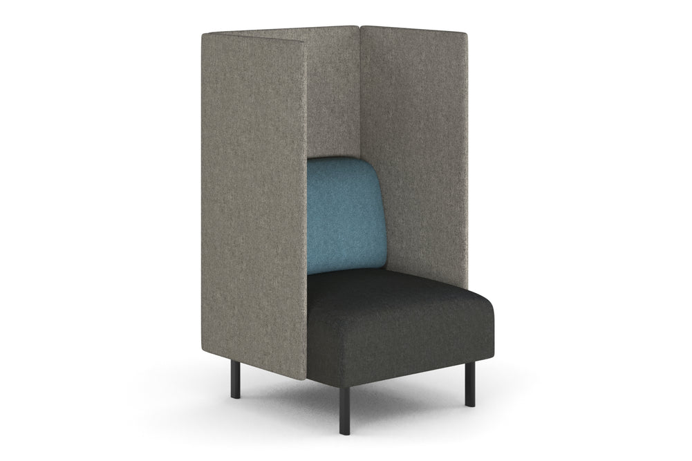 Sona Modular Privacy Sofa Single Seater Lounge - High Back with Sides-glacier blue  