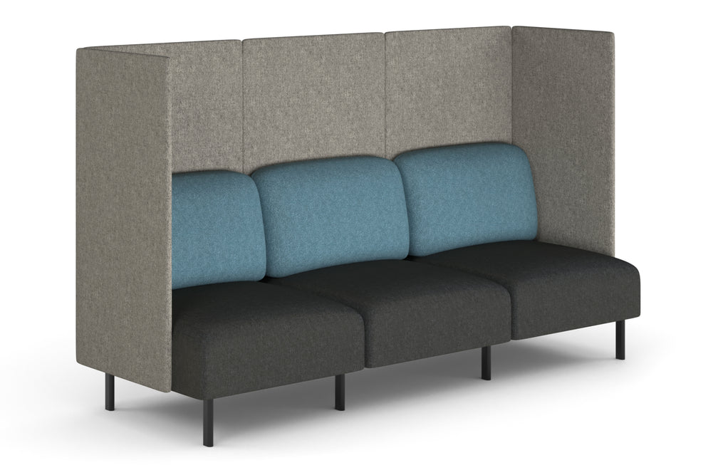 Sona Modular Privacy Sofa Triple Seater Lounge - High Back with Sides-glacier blue  