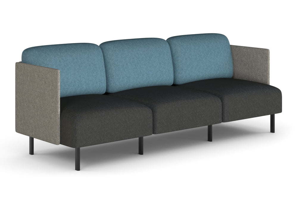 Sona Modular Sofa Triple Seater Lounge - Low Back with Sides-glacier blue  