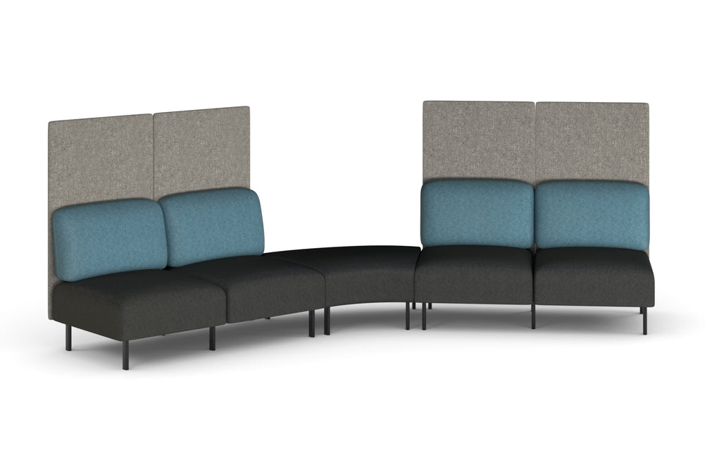 Sona Modular Privacy Sofa 5 Seater Angle Lounge - High Back-glacier blue  