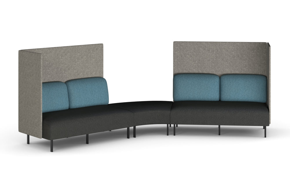 Sona Modular Privacy Sofa 5 Seater Angle Lounge - High Back with Sides-glacier blue  