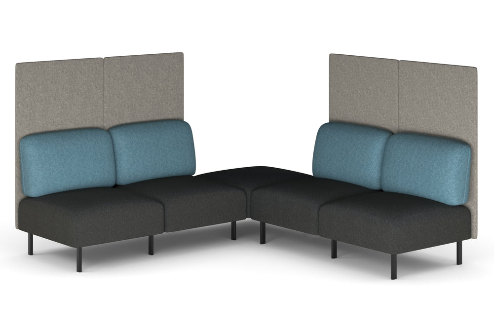 Sona Modular Privacy Sofa 5 Seater Corner Lounge - High Back-glacier blue  