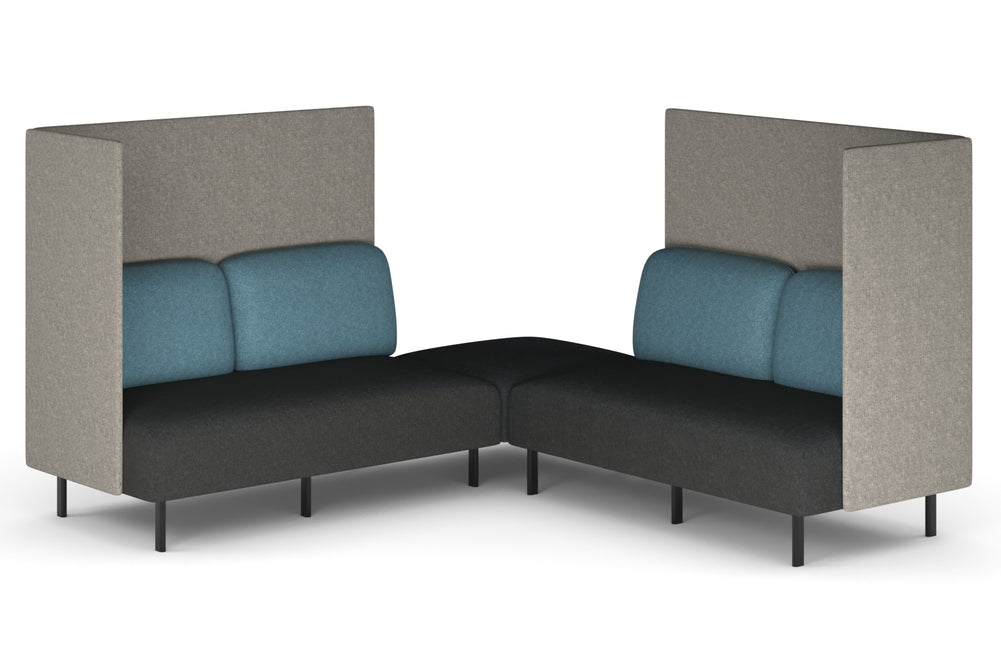 Sona Modular Privacy Sofa 5 Seater Corner Lounge - High Back with Sides-glacier blue  
