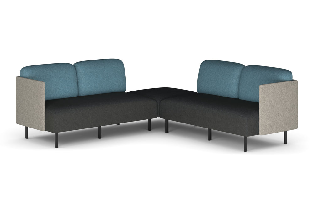 Sona Modular Sofa 5 Seater Corner Lounge - Low Back with Sides-glacier blue  