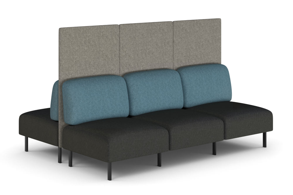 Sona Modular Privacy Sofa 6 Seater Back to Back Lounge - High Back-glacier blue  