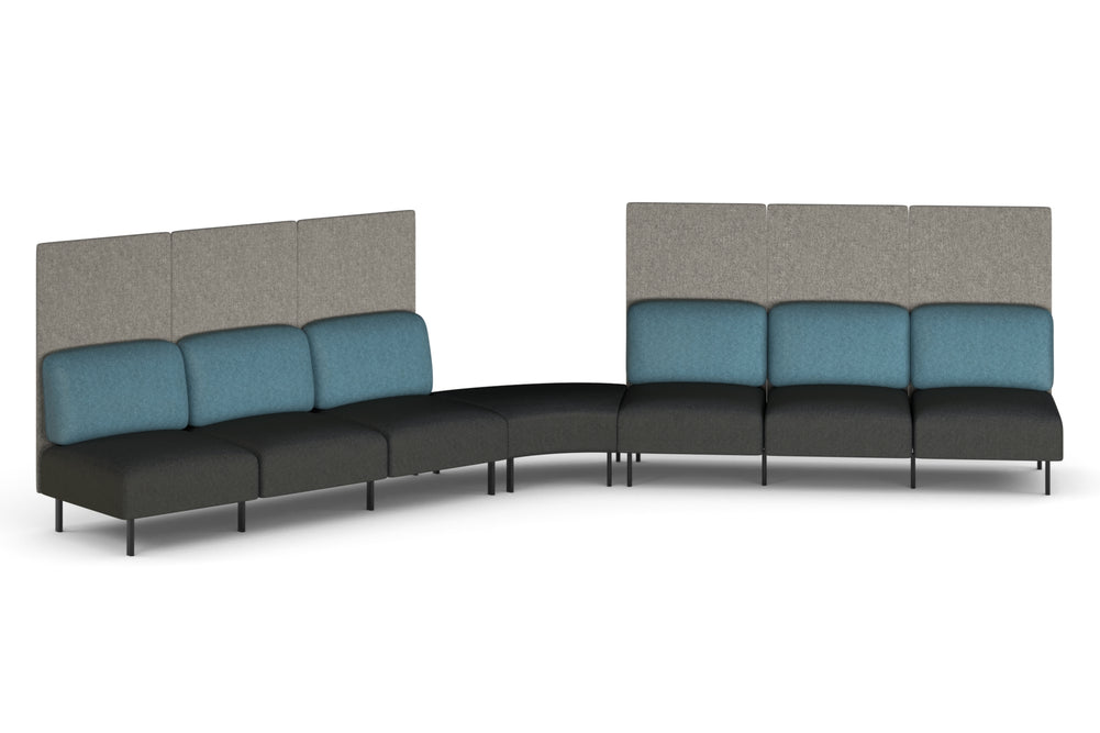 Sona Modular Privacy Sofa 7 Seater Angle Lounge - High Back-glacier blue  