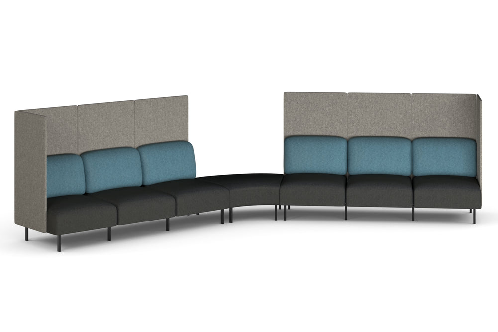 Sona Modular Privacy Sofa 7 Seater Angle Lounge - High Back with Sides-glacier blue  