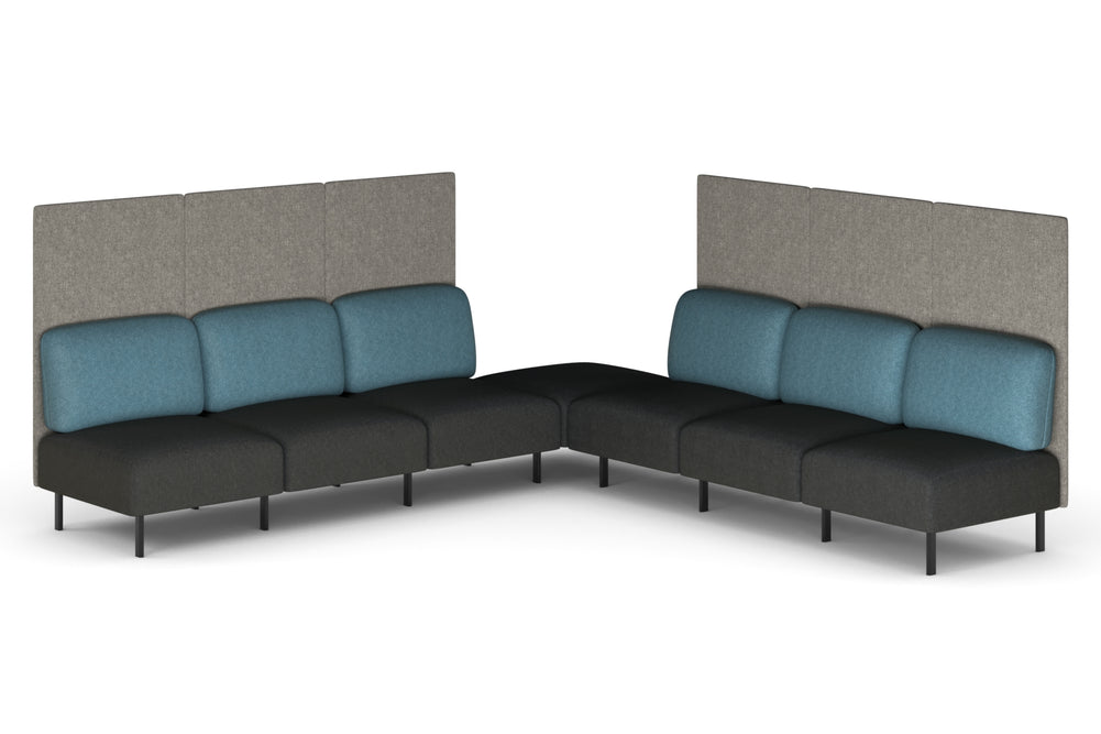 Sona Modular Privacy Sofa 7 Seater Corner Lounge - High Back-glacier blue  