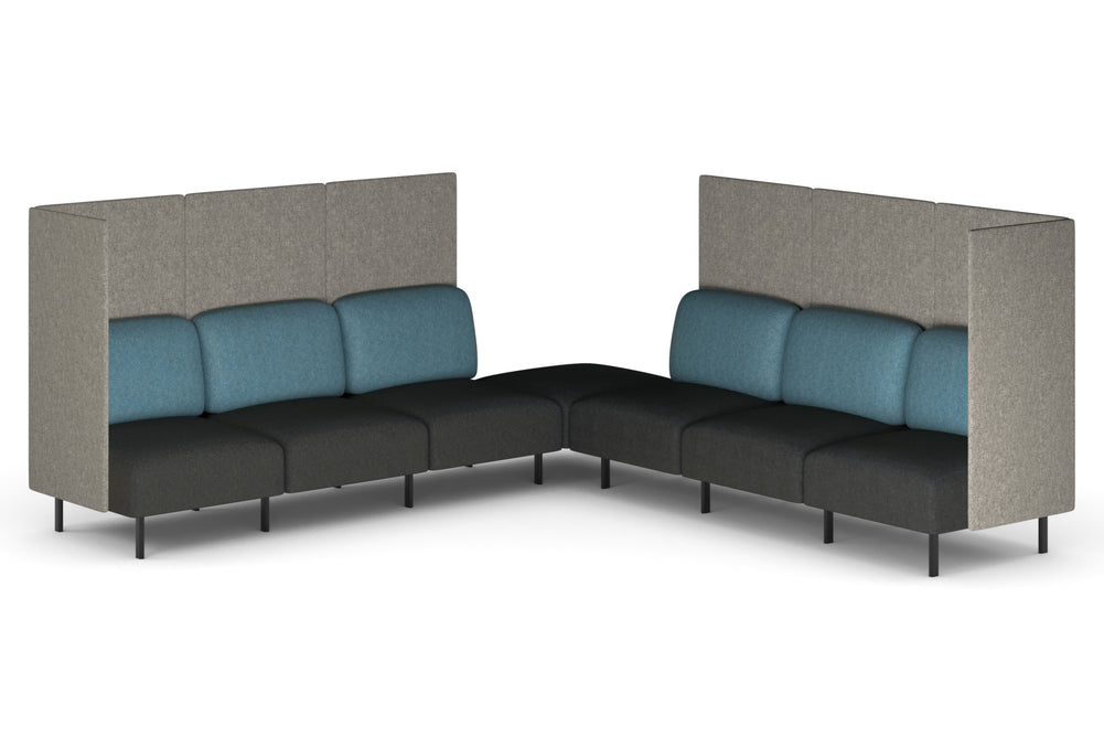 Sona Modular Privacy Sofa 7 Seater Corner Lounge - High Back with Sides-glacier blue  