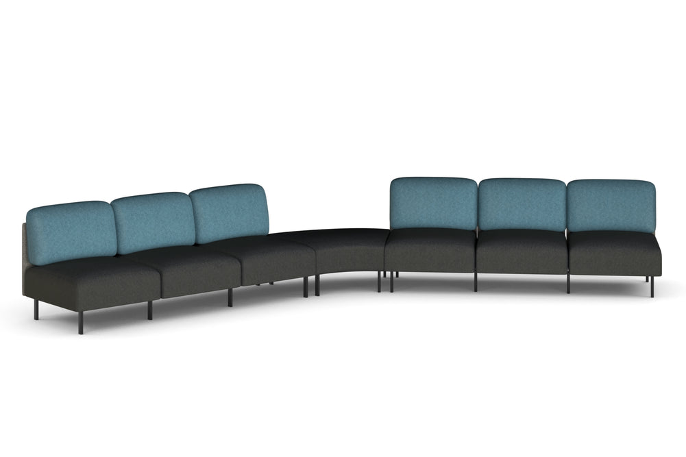 Sona Modular Sofa 7 Seater Angle Lounge - Low Back-glacier blue  