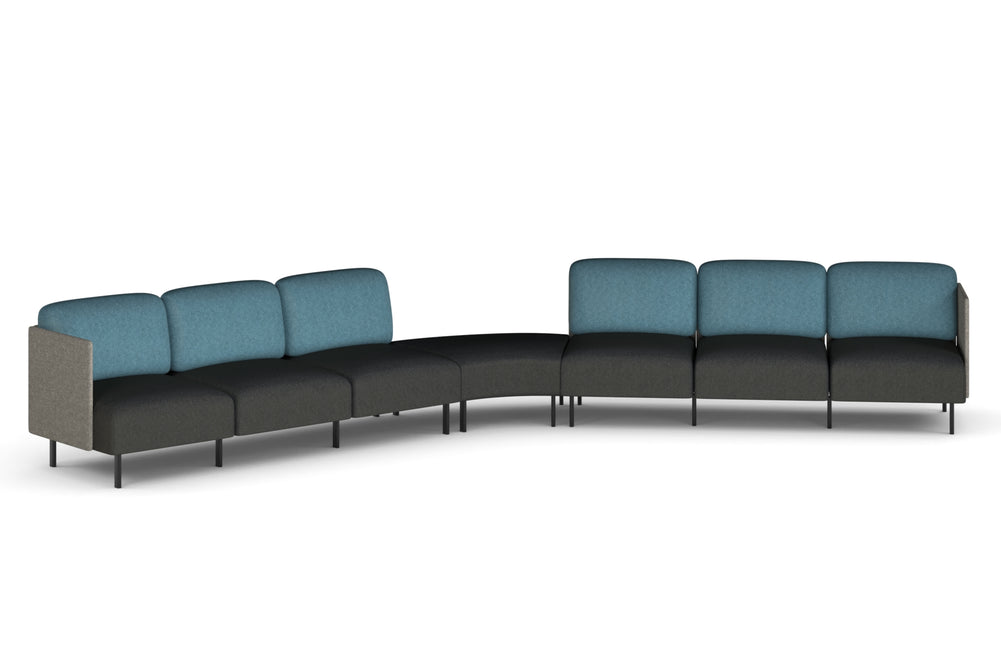 Sona Modular Sofa 7 Seater Angle Lounge - Low Back with Sides-glacier blue  