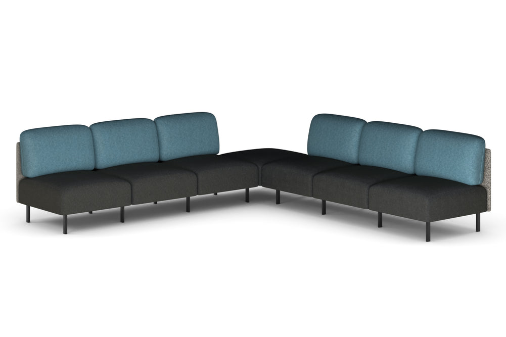 Sona Modular Sofa 7 Seater Corner Lounge - Low Back-glacier blue  