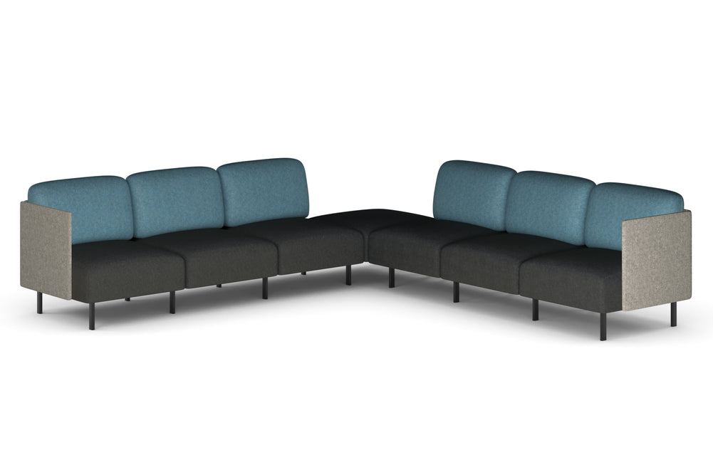 Sona Modular Sofa 7 Seater Corner Lounge - Low Back with Sides-glacier blue  